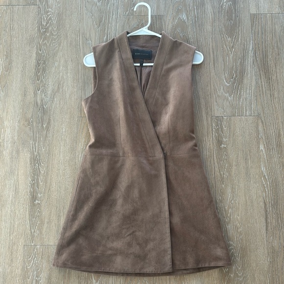 BCBGMaxAzria Dresses & Skirts - BCBGMaxAzria Brown Suede-Look Sleeveless Wrap Dress